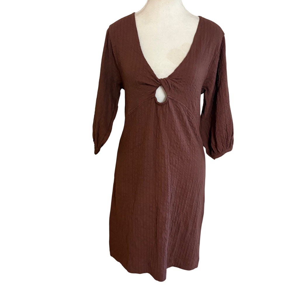 NATION LOS ANGELES Brown Dress Front Twist Size Small